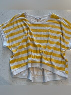 L Anthropologie Jane + Delancey Women's Terry Cloth Fabric Striped Yellow White